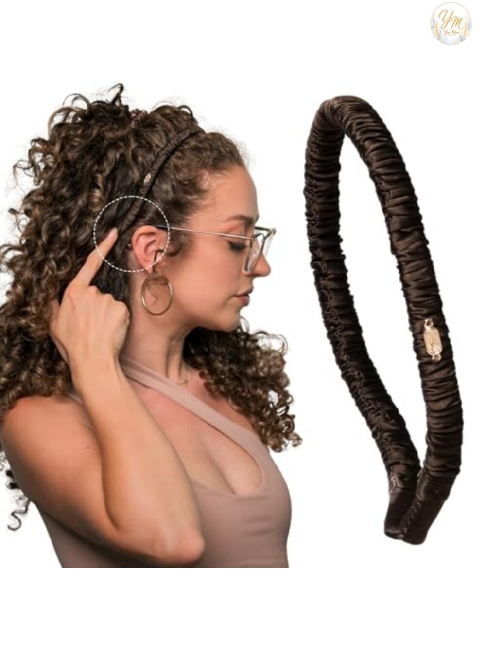 100% Mulberry Silk Wrap Headband for Women, No-Slip Comfort Curve, Hair